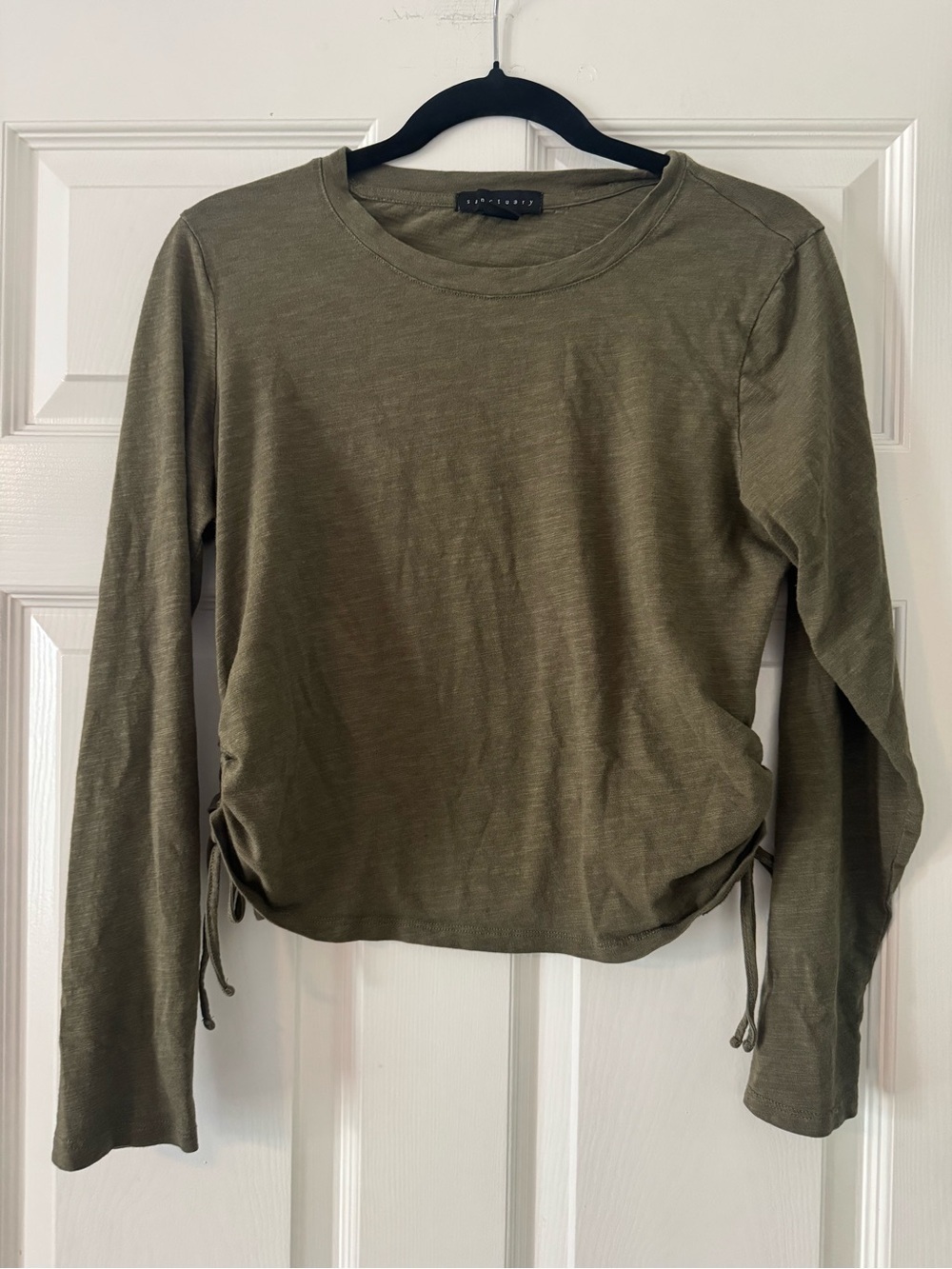 Sanctuary Olive Green Long Sleeve Drawstring Side Top